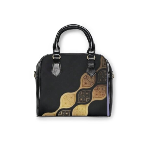 Elegant Black & Gold Geometric Pattern Purse - Picture 3 of 3